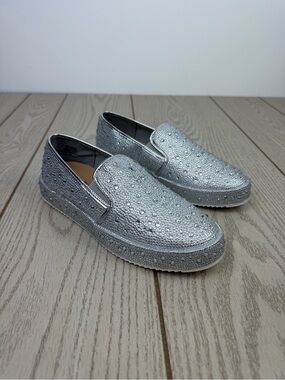 I.N.C. Women's Lenna Slip-On Gem Embellished Sneakers 6M Silver $79.50
